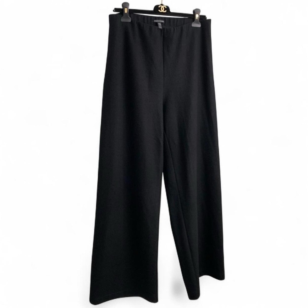 Eileen Fisher 100% wool Black Wide-Leg trouser  size medium wool trouser